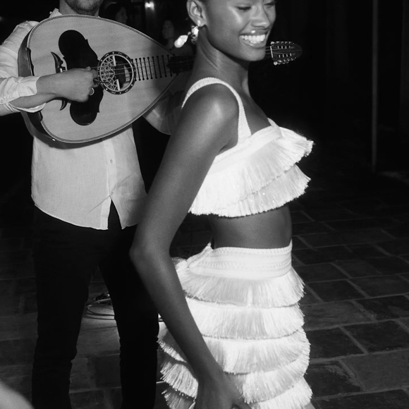 Mare Mare Fringe Crop Top & Mini Skirt Set in Ivory (NWT) - Picture 6 of 7